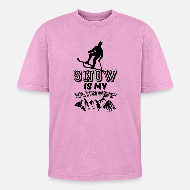 Snow is my Element - Oversized Unisex Premium Acid-Washed T-Shirt - acid washed pink