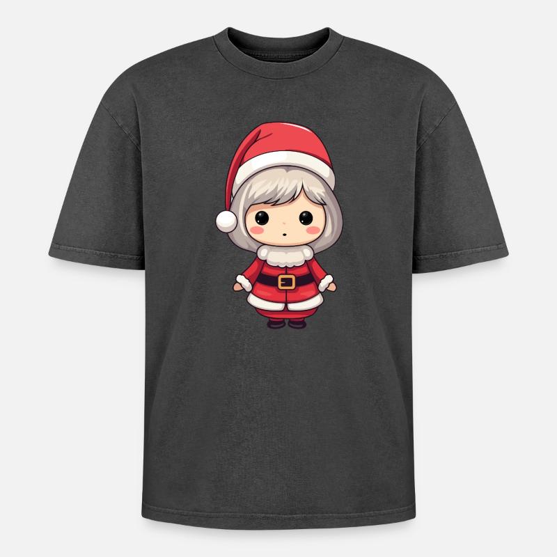 Chibi Santa Mädchen - Oversized Unisex Premium Acid-Washed T-Shirt - undefined