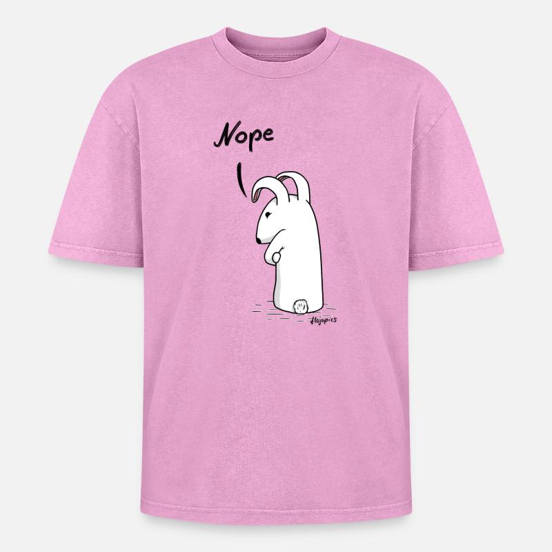 Grumpy bunny "Nope" - Oversized Unisex Premium Acid-Washed T-Shirt - acid washed pink
