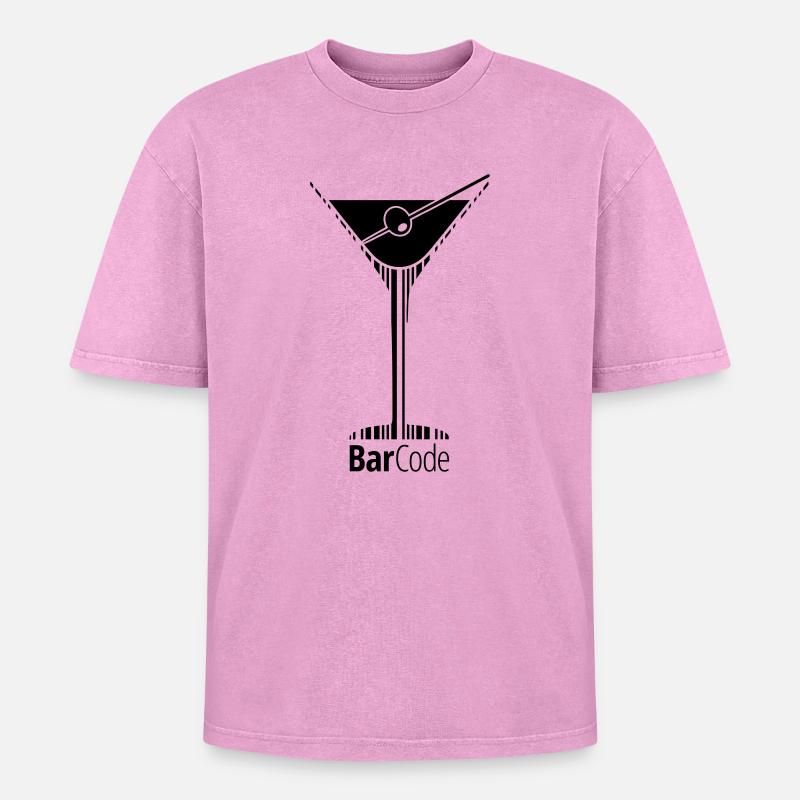 BarCode Martini - T-shirt Premium unisexe oversize acid-washed - rose délavé acide