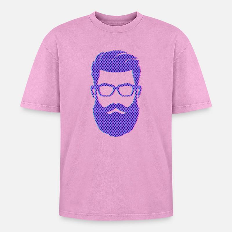 Beard Wearer Masculinity Mustache Beard - Oversized Unisex Premium Acid-Washed T-Shirt - acid washed pink