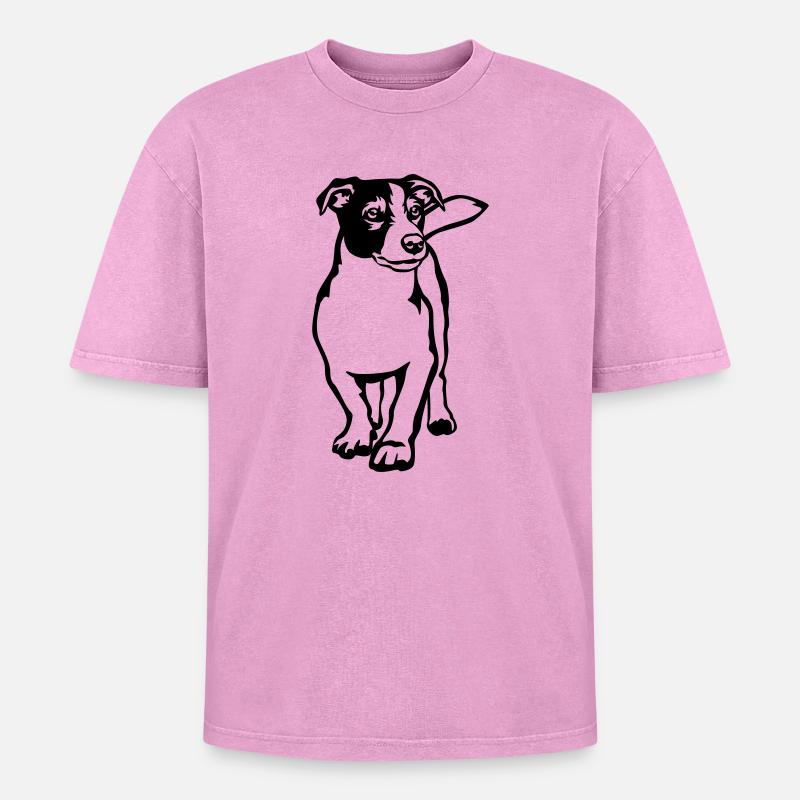 Jack Russell Terrier - Oversized Unisex Premium Acid-Washed T-Shirt - acid washed pink