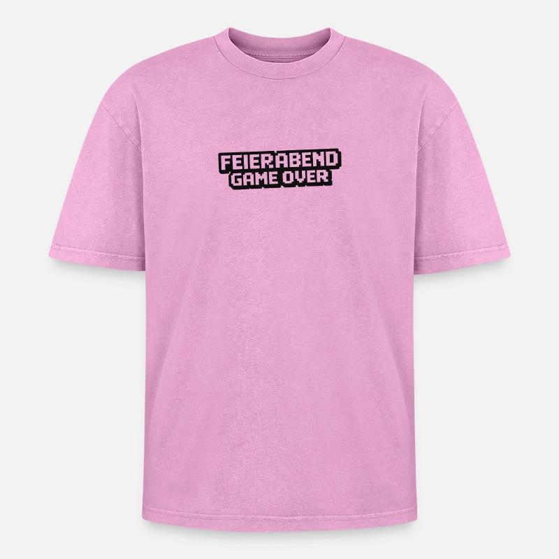 Feierabend Gameover Pixelstil - Oversized Unisex Premium Acid-Washed T-Shirt - Pink Acid Wash