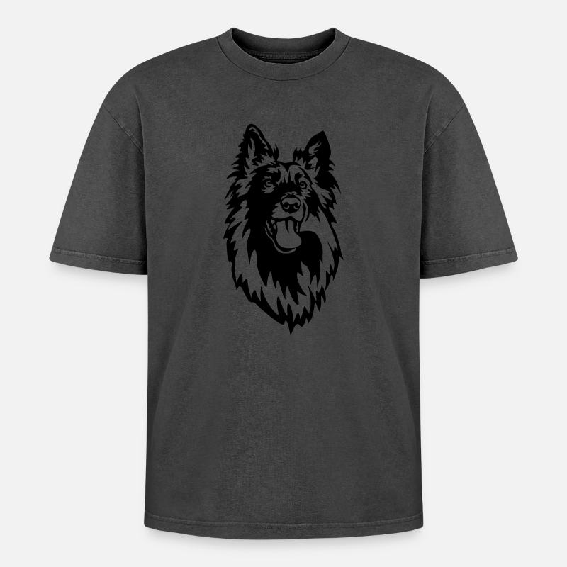 Groenendael Head - Oversized Unisex Premium Acid-Washed T-Shirt - undefined