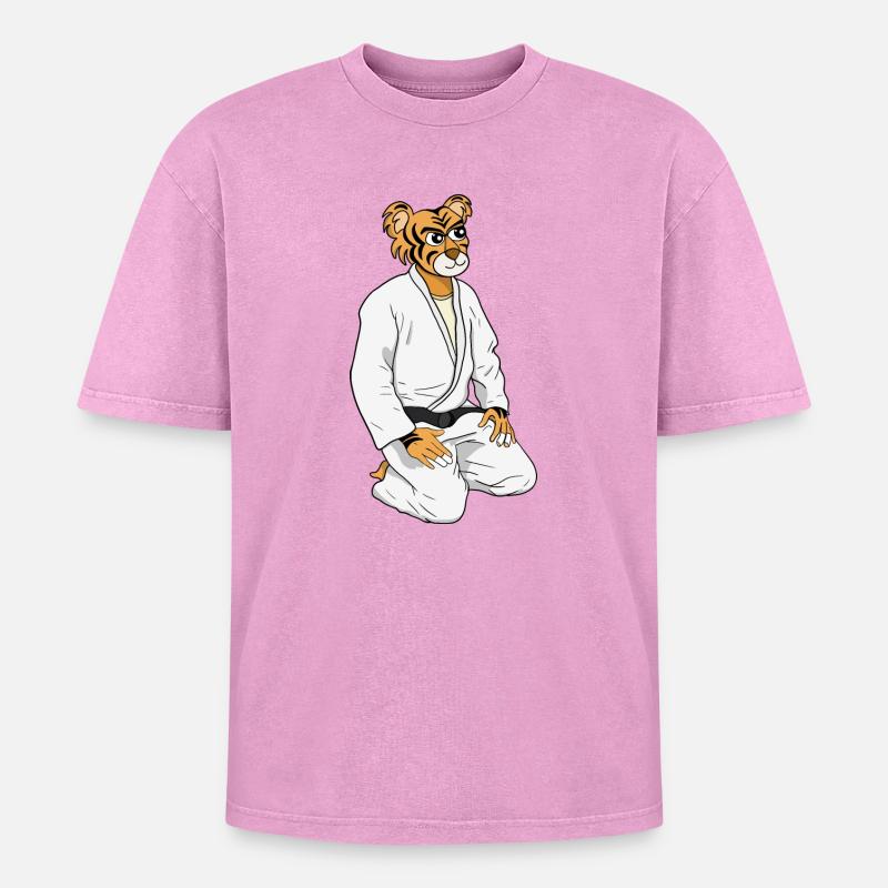 Sei ein Tiger - Oversized Unisex Premium Acid-Washed T-Shirt - Pink Acid Wash