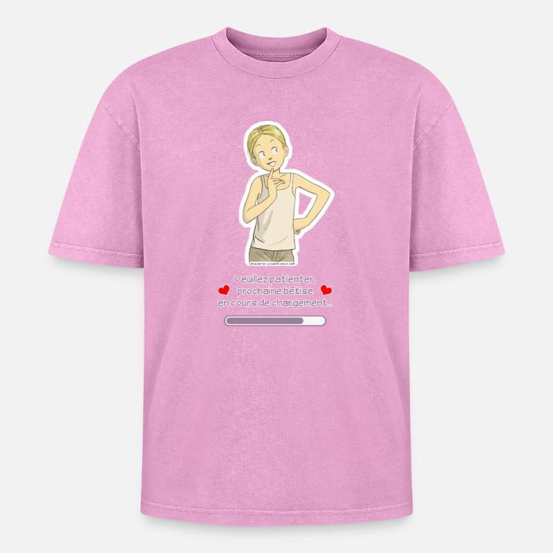 Loading a Stupidity - Oversized Unisex Premium Acid-Washed T-Shirt - acid washed pink