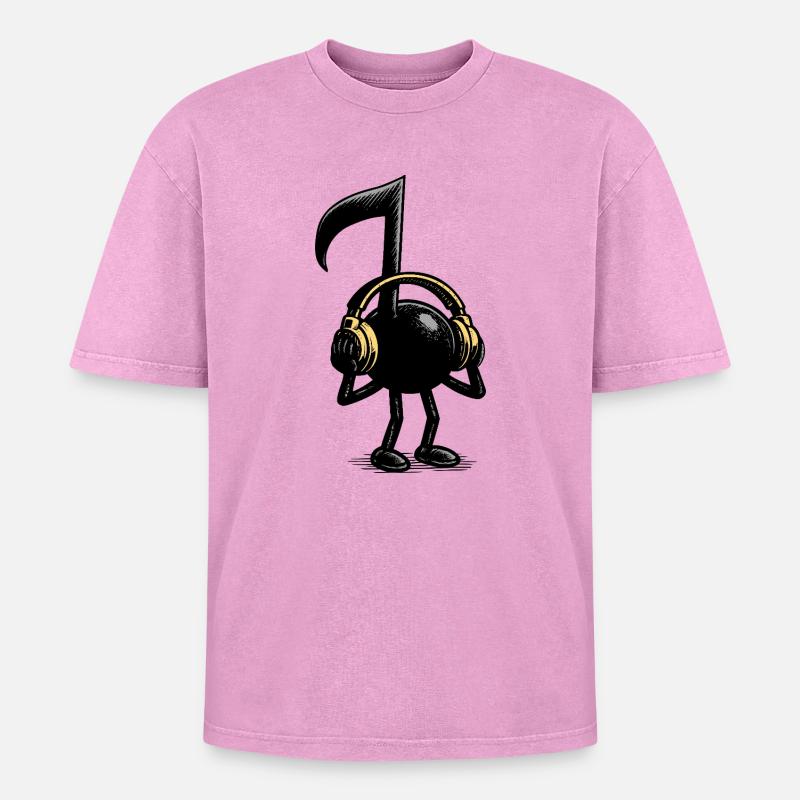 musical note - Oversized Unisex Premium Acid-Washed T-Shirt - acid washed pink