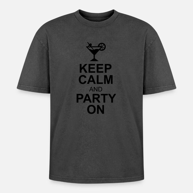 keep calm and party on - Oversized Unisex Premium Acid-Washed T-Shirt - Pink Acid Wash