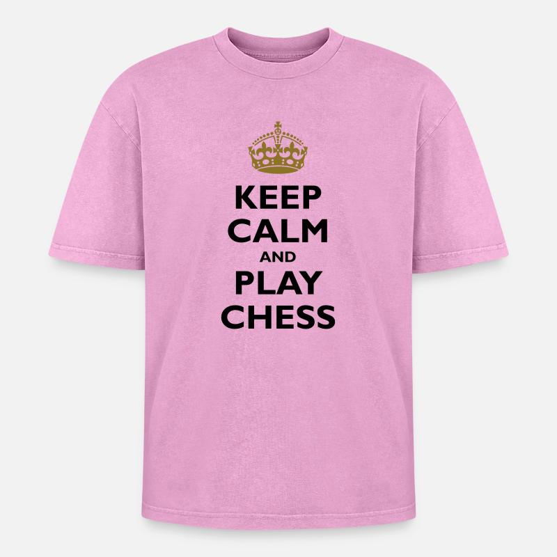 Keep calm and play chess - Oversized Unisex Premium Acid-Washed T-Shirt - acid washed pink