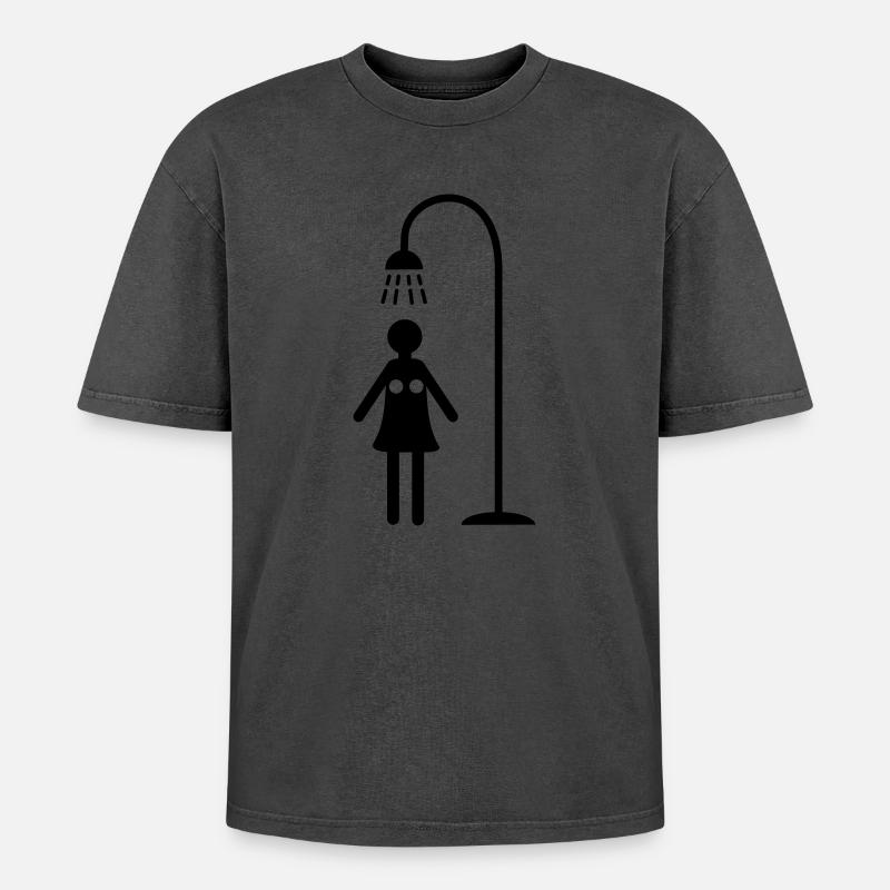 shower - Oversized Unisex Premium Acid-Washed T-Shirt - acid washed pink