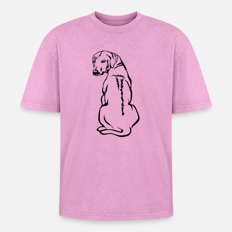 Rhodesian Ridgeback - Oversized Unisex Premium Acid-Washed T-Shirt - Pink Acid Wash