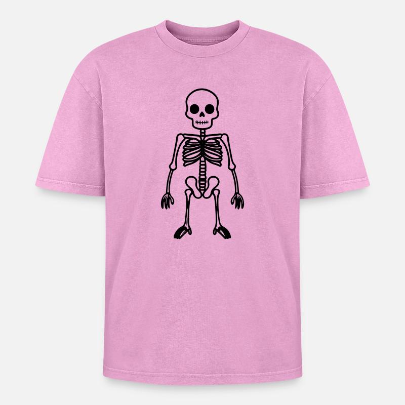 Bande dessinée squelette - T-shirt Premium unisexe oversize acid-washed - rose délavé acide