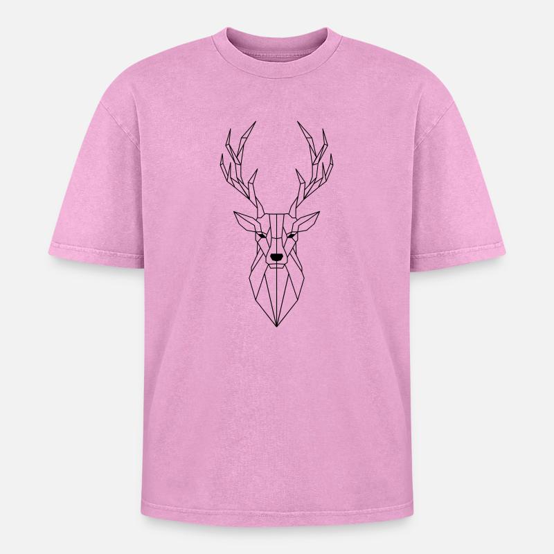 Hirsch Polygon - Oversized Unisex Premium Acid-Washed T-Shirt - Pink Acid Wash