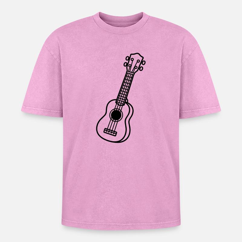 ukulele - Oversized Unisex Premium Acid-Washed T-Shirt - acid washed pink