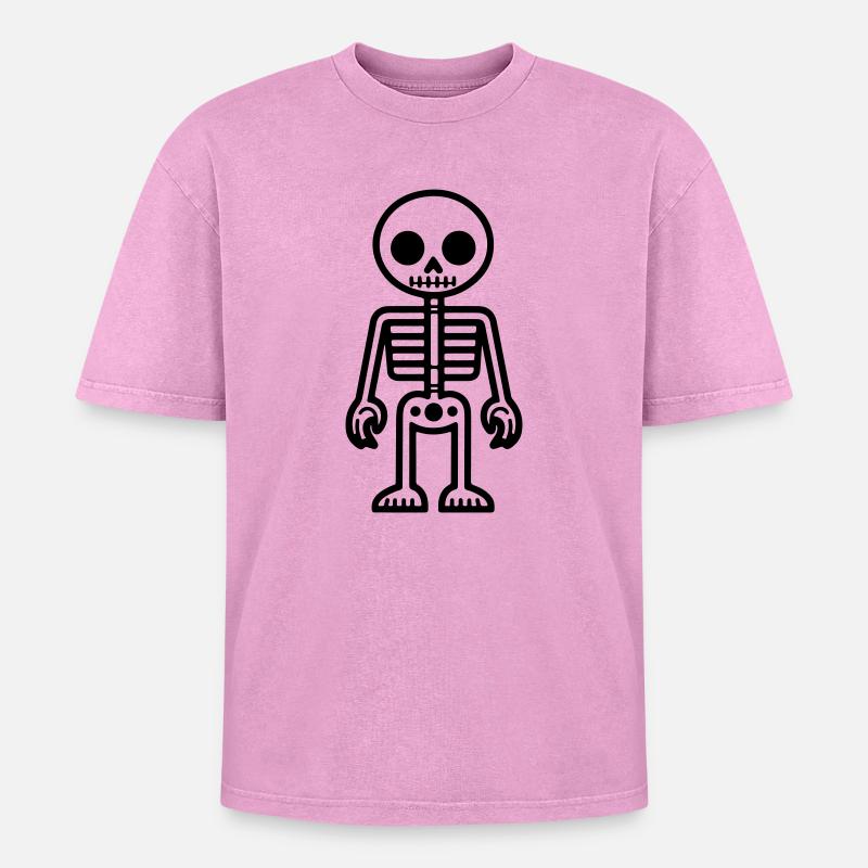 Skeleton Comic - Oversized Unisex Premium Acid-Washed T-Shirt - acid washed pink