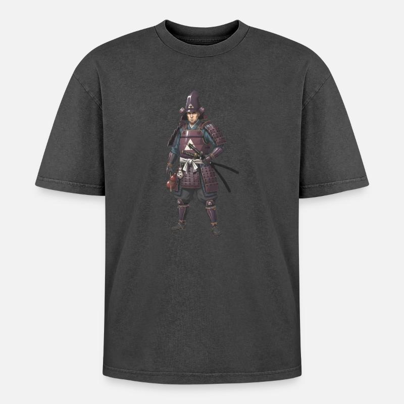Lila gepanzerter Samurai Sengoku - Oversized Unisex Premium Acid-Washed T-Shirt - undefined