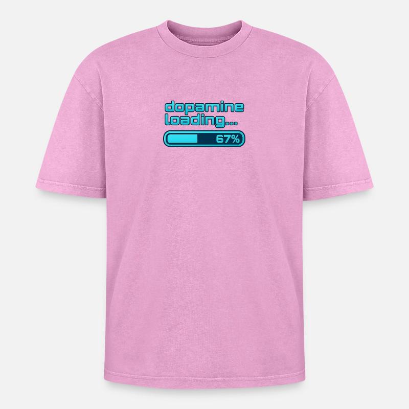 Dopamine Loading Neon Bar - Oversized Unisex Premium Acid-Washed T-Shirt - acid washed pink