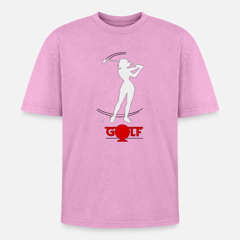 Retro golfer - Oversized Unisex Premium Acid-Washed T-Shirt - acid washed pink