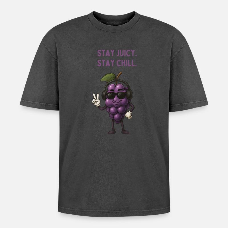 Juicy Grape Chill Mode - Oversized Unisex Premium Acid-Washed T-Shirt - undefined
