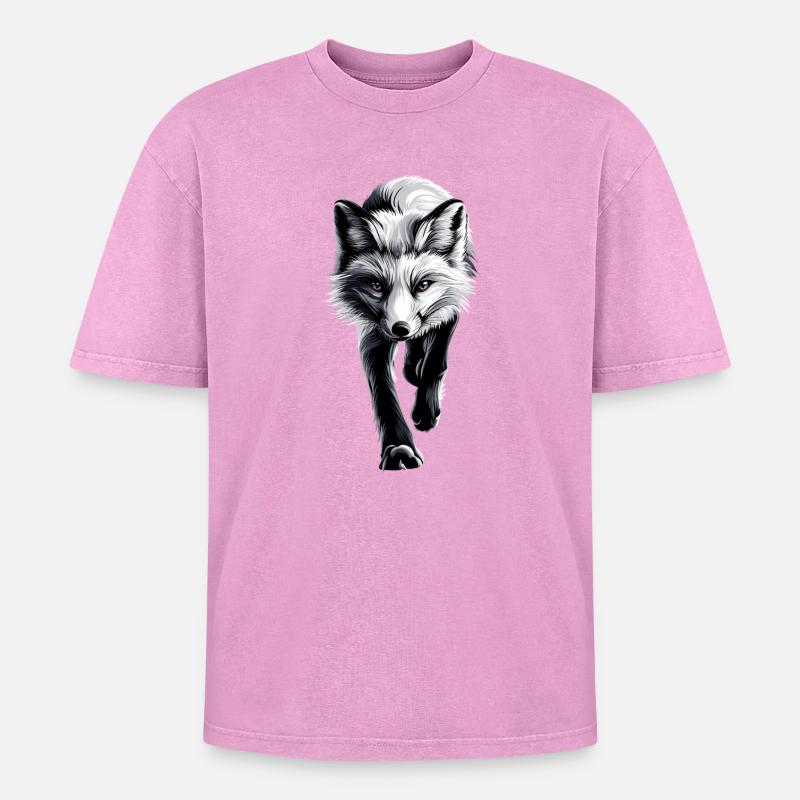 Polarfuchs Schneefuchs Eisfuchs Süßer Weißer Fuchs - Oversized Unisex Premium Acid-Washed T-Shirt - Pink Acid Wash