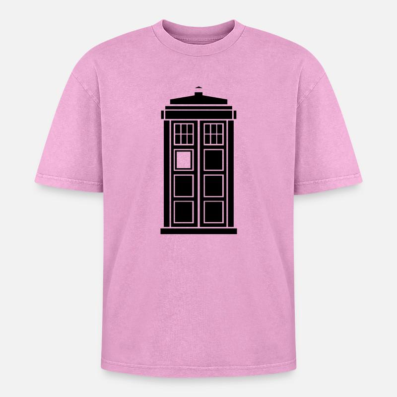 Tardis - Oversized Unisex Premium Acid-Washed T-Shirt - acid washed pink