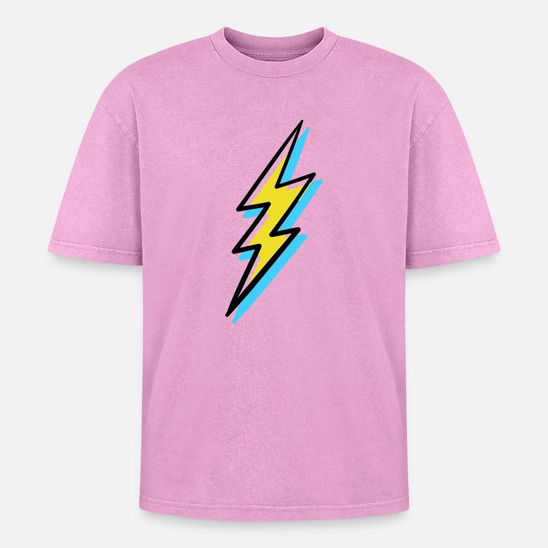Vanguard Style Lightning - Oversized Unisex Premium Acid-Washed T-Shirt - acid washed pink