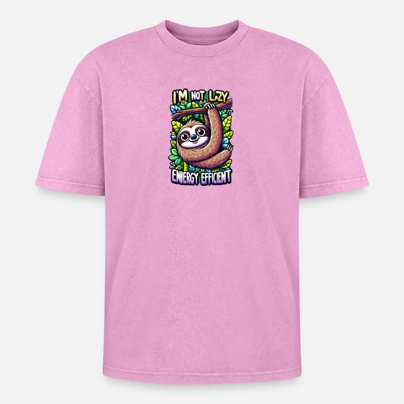 Faultier (Flash) - Oversized Unisex Premium Acid-Washed T-Shirt - Pink Acid Wash