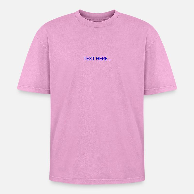 Plain Text Blue Text Print - Oversized Unisex Premium Acid-Washed T-Shirt - acid washed pink
