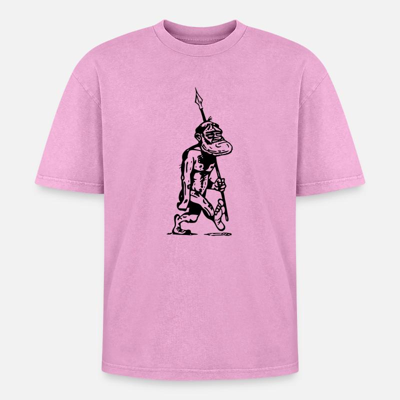höhlenmensch Vorfahre Menschenaffe Evolution - Oversized Unisex Premium Acid-Washed T-Shirt - Pink Acid Wash