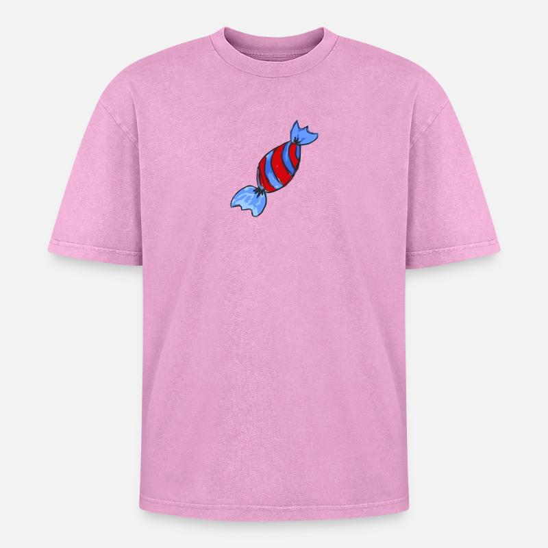 candy sweets - Oversized Unisex Premium Acid-Washed T-Shirt - acid washed pink