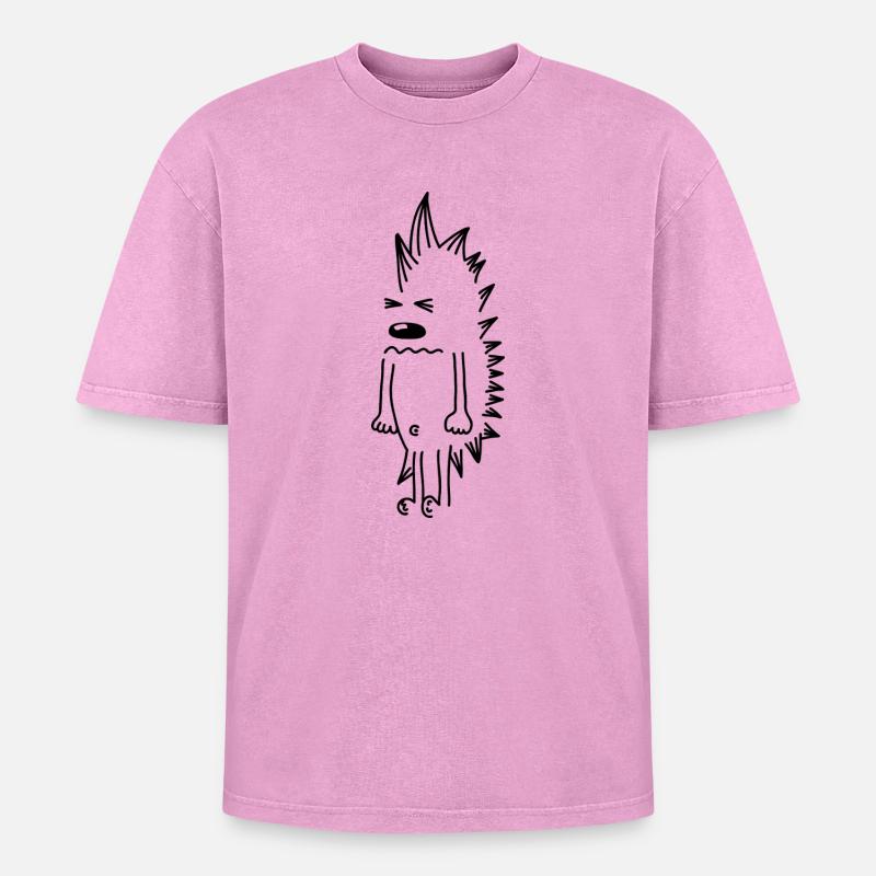 Grumpy Hedgehog – Kawaii Stinger Comic - Oversized Unisex Premium Acid-Washed T-Shirt - acid washed pink