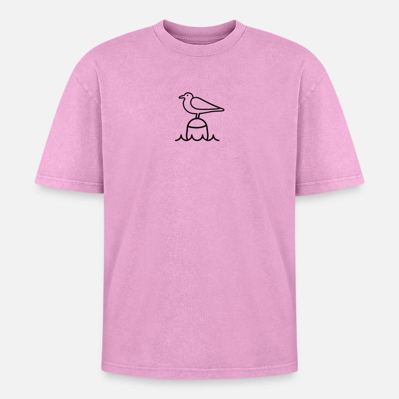 Möwe Moin - Oversized Unisex Premium Acid-Washed T-Shirt - Pink Acid Wash