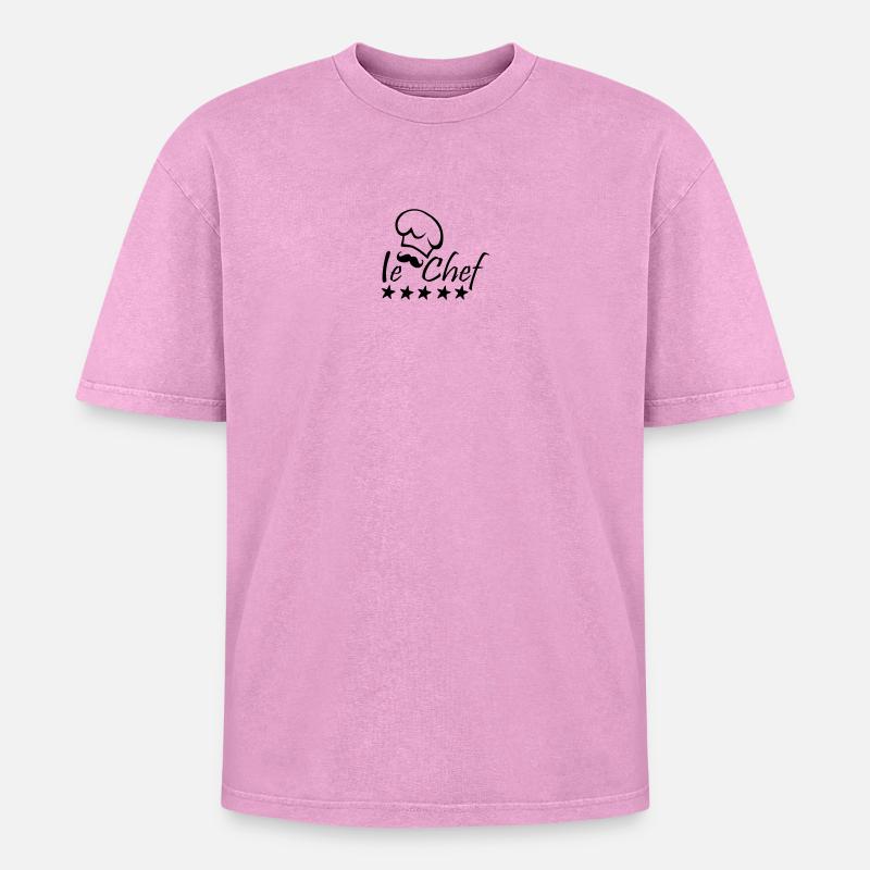 Le Chef - Oversized Unisex Premium Acid-Washed T-Shirt - acid washed pink