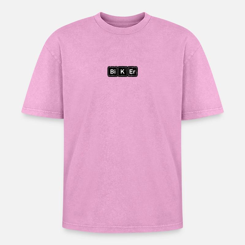 Biker Elements: Periodic Tee - Oversized Unisex Premium Acid-Washed T-Shirt - acid washed pink