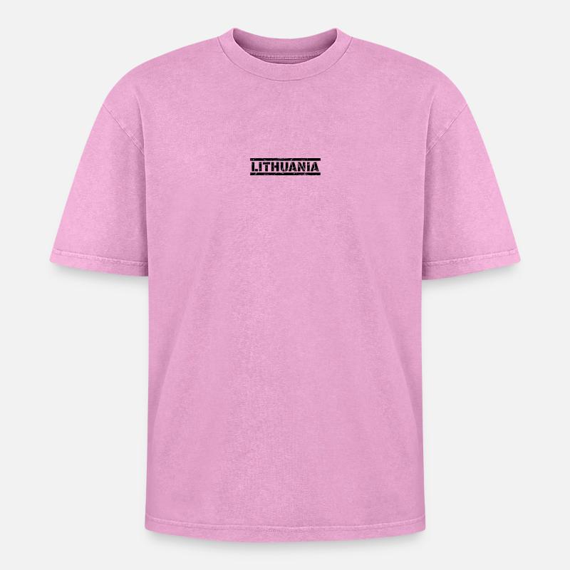 Lithuania - Oversized Unisex Premium Acid-Washed T-Shirt - acid washed pink