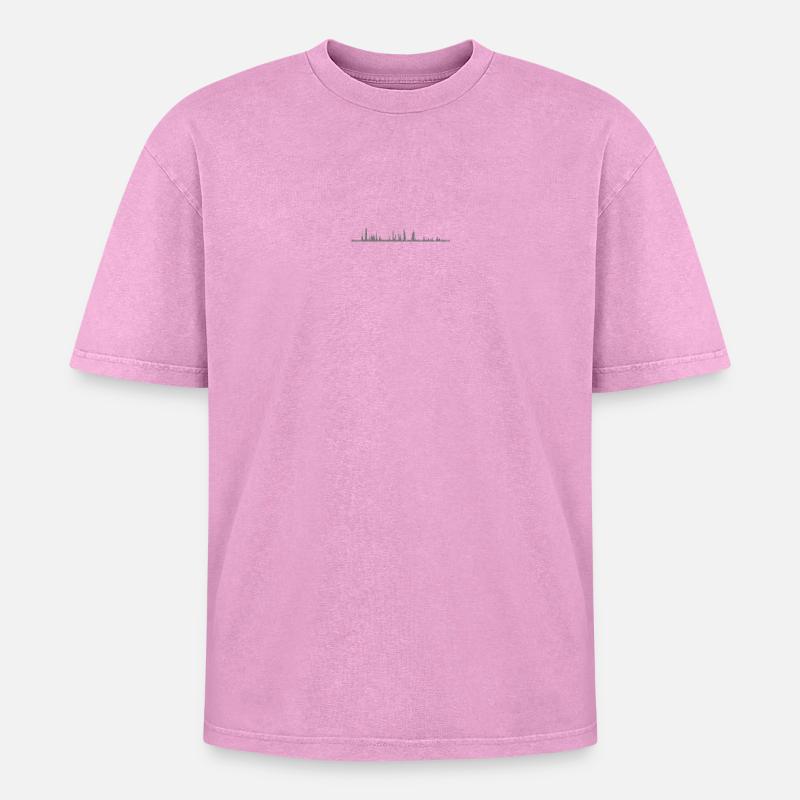 Audio Waveform - Oversized Unisex Premium Acid-Washed T-Shirt - Pink Acid Wash