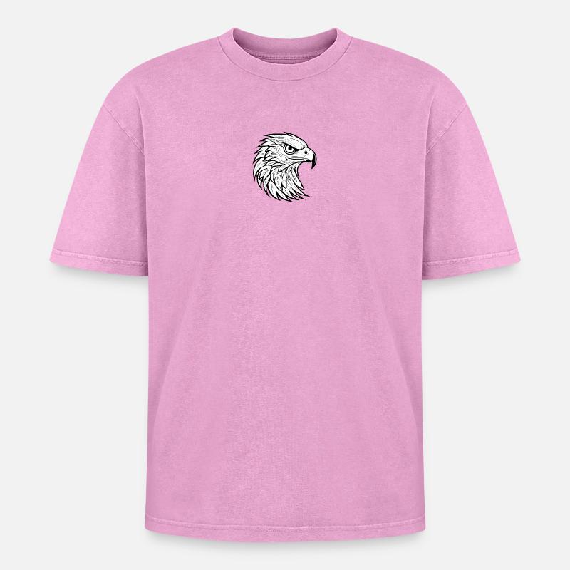 Stylized eagle head design - Oversized Unisex Premium Acid-Washed T-Shirt - acid washed pink