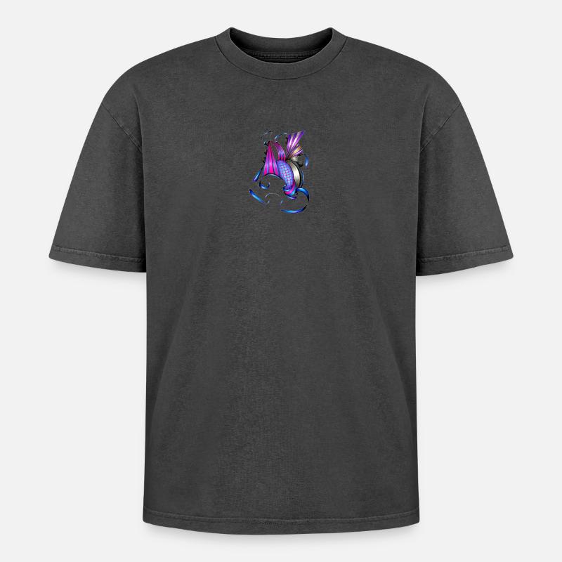 Farbige Spiral- und Fächerkunst - Oversized Unisex Premium Acid-Washed T-Shirt - undefined