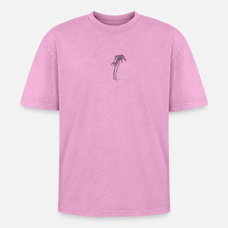 Palm trees with coconut - Oversized Unisex Premium Acid-Washed T-Shirt - acid washed pink