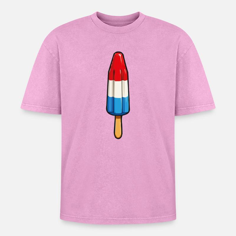 Popsicles - Oversized Unisex Premium Acid-Washed T-Shirt - acid washed pink