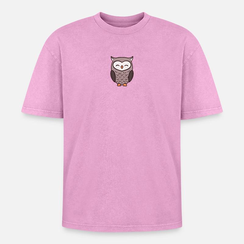 Eule Eulen - Oversized Unisex Premium Acid-Washed T-Shirt - Pink Acid Wash