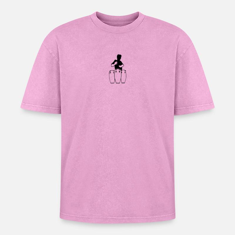 drummers, conga player - Oversized Unisex Premium Acid-Washed T-Shirt - acid washed pink