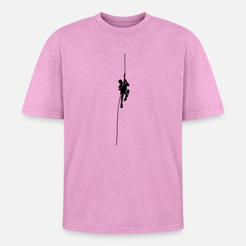 climbing - Oversized Unisex Premium Acid-Washed T-Shirt - acid washed pink