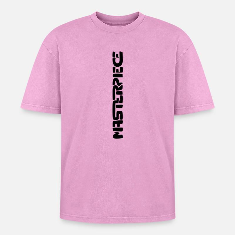 Masterpiece (vertical) - Oversized Unisex Premium Acid-Washed T-Shirt - acid washed pink