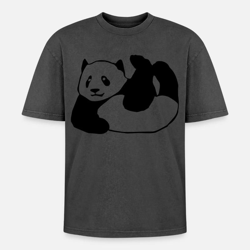 Panda, Bär,Tier, - Oversized Unisex Premium Acid-Washed T-Shirt - Pink Acid Wash