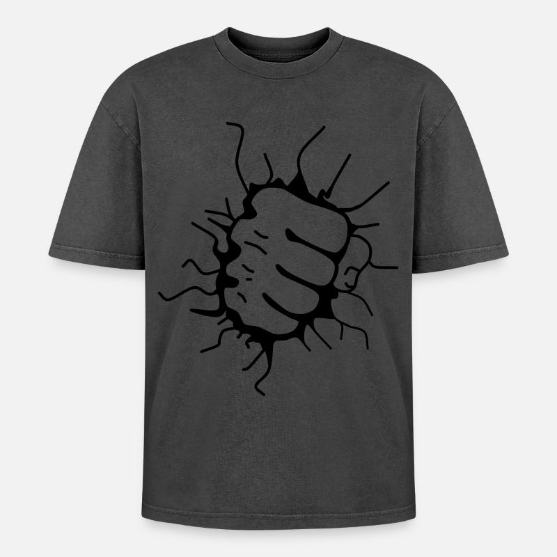 Faustschlag Faust Fäustling Punch - Oversized Unisex Premium Acid-Washed T-Shirt - undefined