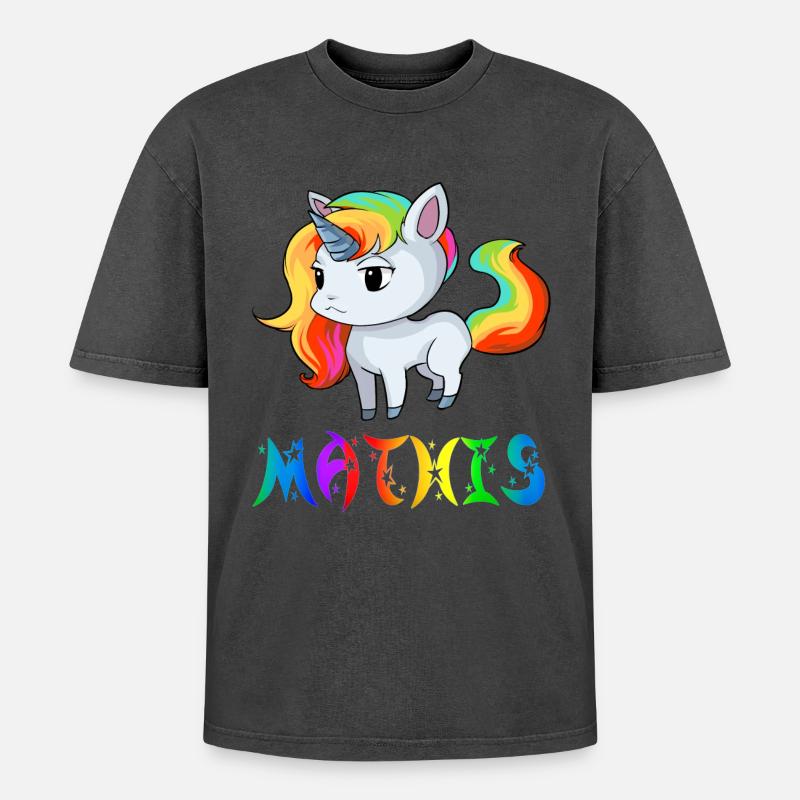 Einhorn Mathis - Oversized Unisex Premium Acid-Washed T-Shirt - undefined