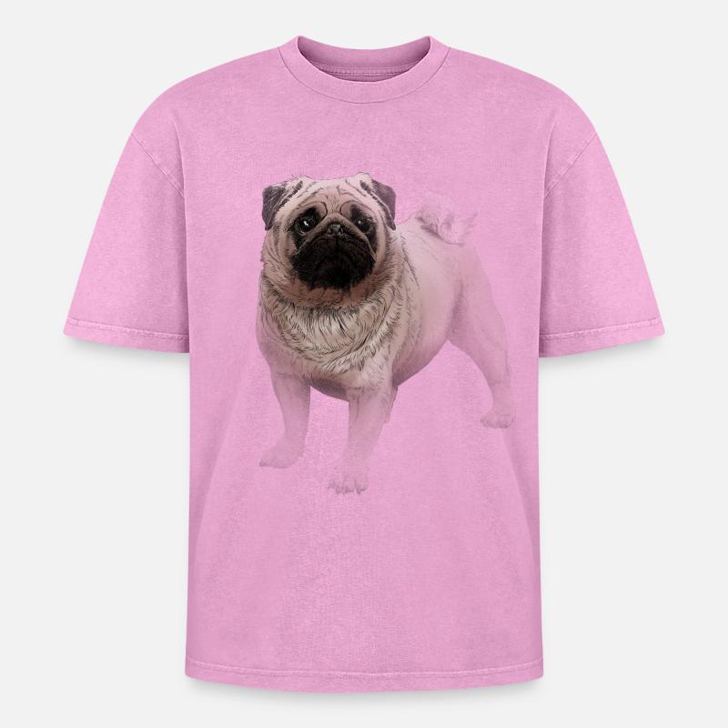 Mops - Oversized Unisex Premium Acid-Washed T-Shirt - Pink Acid Wash