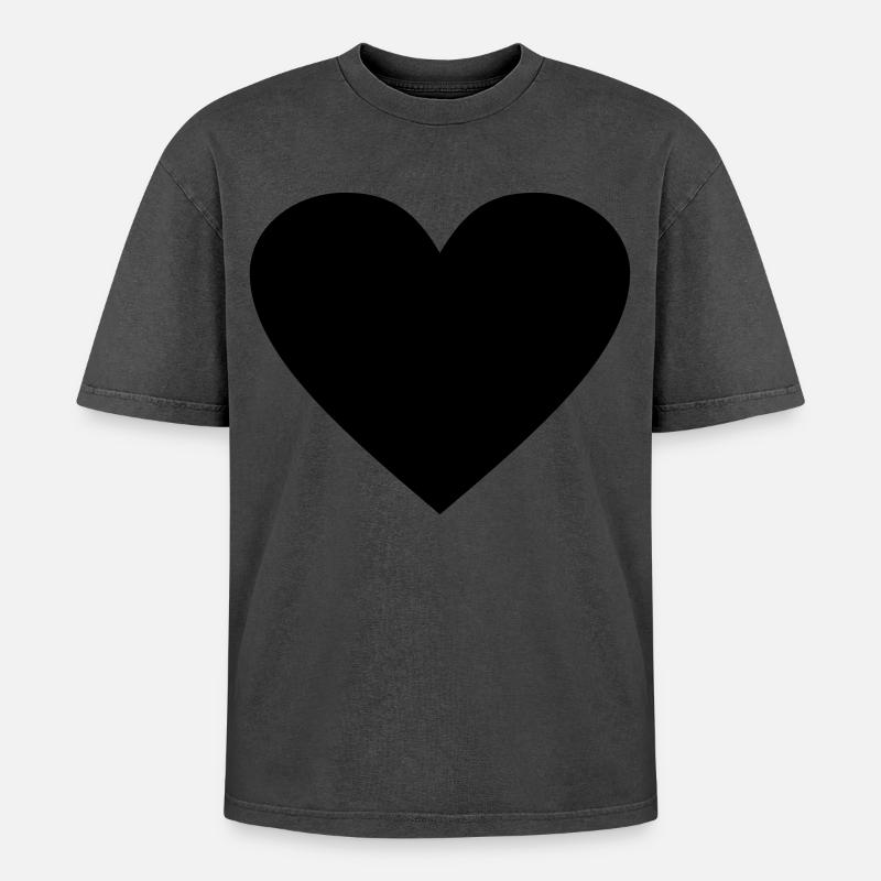 Schwarzes Herz Awesomeelement - Oversized Unisex Premium Acid-Washed T-Shirt - undefined