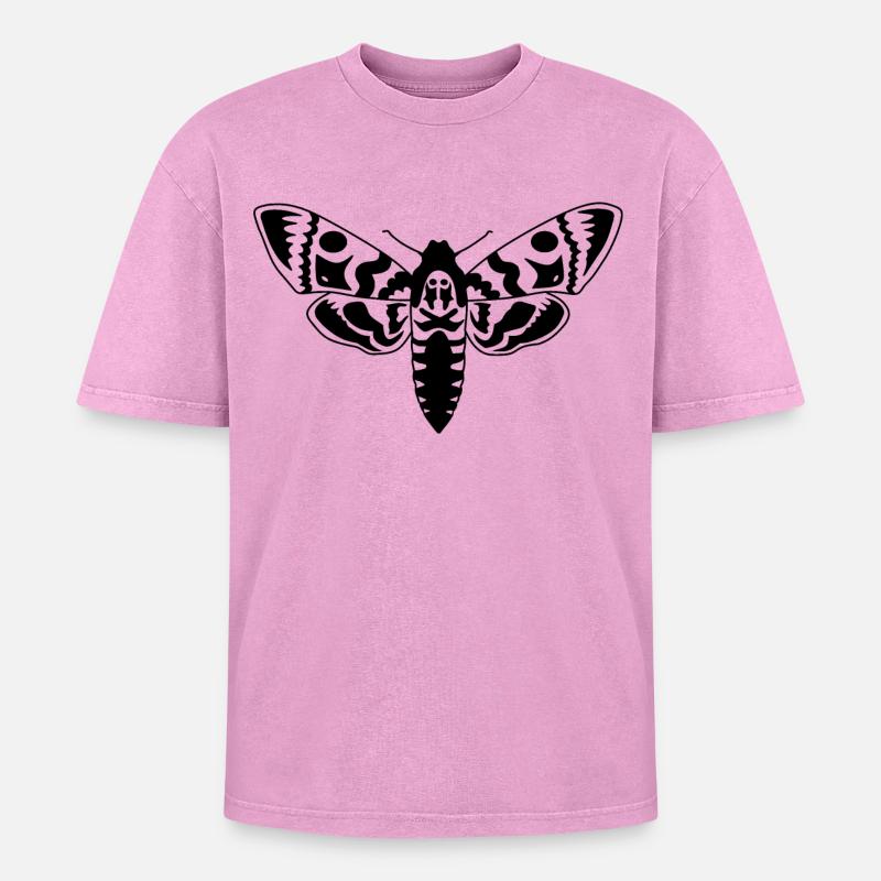 moth - Oversized Unisex Premium Acid-Washed T-Shirt - acid washed pink
